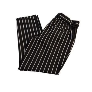 Violets & Roses Black Pin Stripe Ava Tie Waist Straight Pants Size 12/31 - NWT